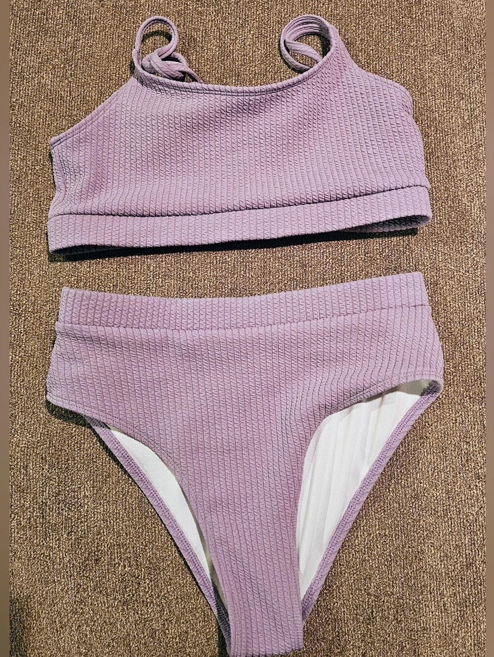 Ribbed Lilac Two-Piece Bikini Set